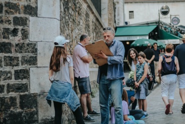 A man doing is job in an European setting